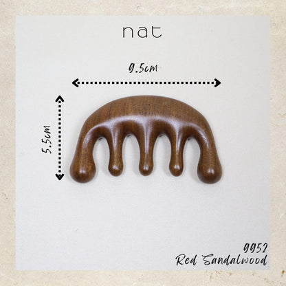 NAT Natural Red Sandalwood Wooden Massage Anti-Static Gua Sha Smooth Care Brush Comb - 9952