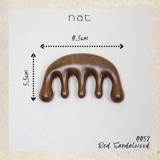 NAT Natural Red Sandalwood Wooden Massage Anti-Static Gua Sha Smooth Care Brush Comb - 9952
