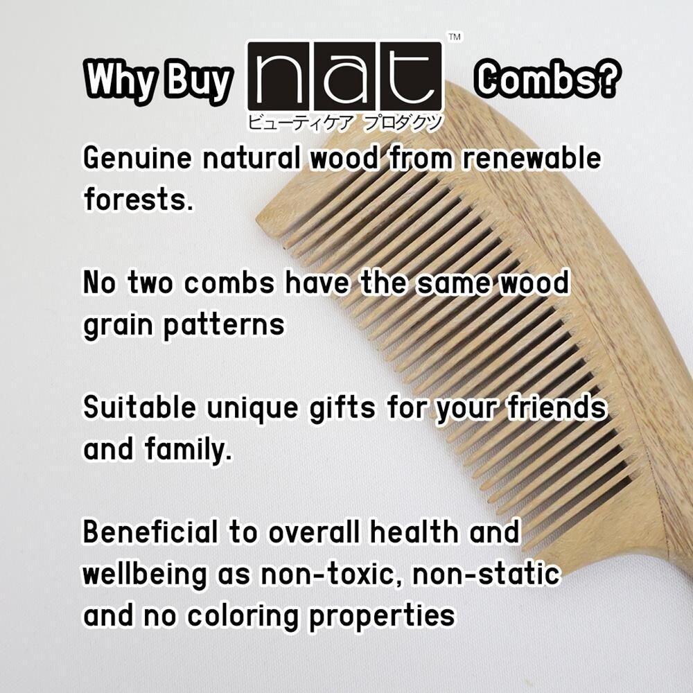 NAT Natural Purpleheart Hardwood Wooden Anti-Static Wood Combs