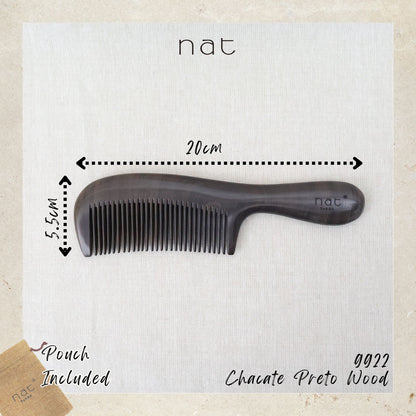 NAT Natural Chacate Preto Wooden Anti-Static Non-Toxic Non-Coloring Combs