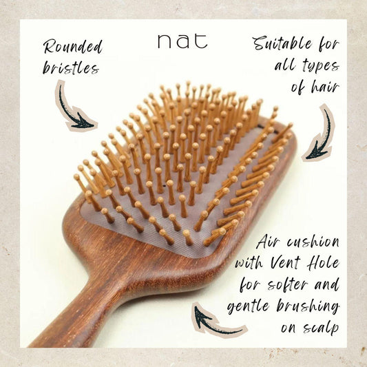 NAT High Quality Red Sandalwood Non-Static Non-Toxic No Coloring Paddle Hair Brush Hair Accessories - BW81