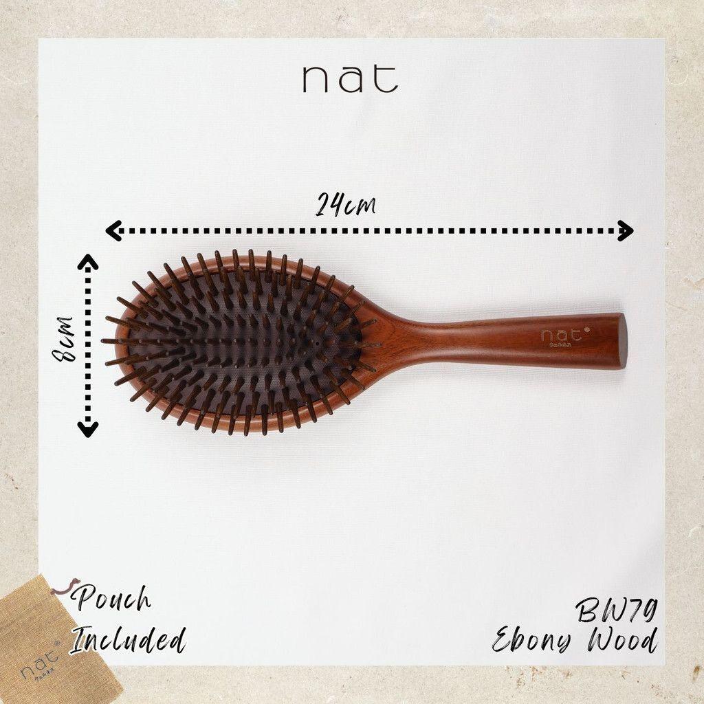 NAT Natural Air Cushion Anti-Static Ebony Wood Paddle Brush Hair Accessories - BW79