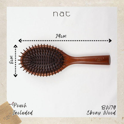 NAT Natural Air Cushion Anti-Static Ebony Wood Paddle Brush Hair Accessories - BW79