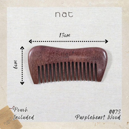NAT Natural Purpleheart Wood Gentle Scalp Care Comb - 9973
