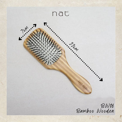 NAT Natural Wood & Bamboo Anti-Static Non-Toxic Hair Scalp Massaging Brushes