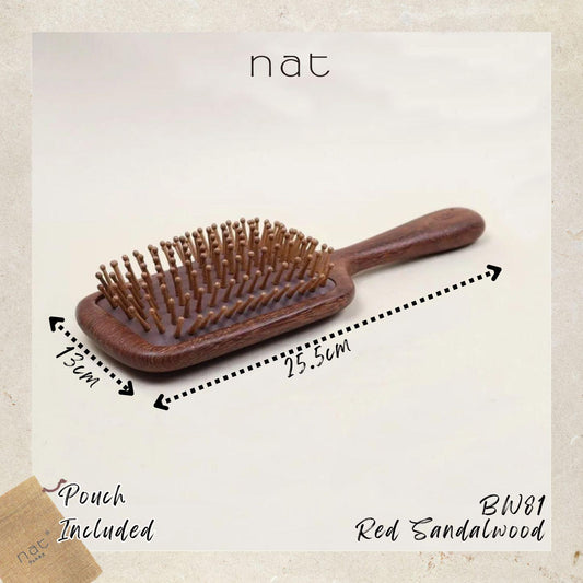 NAT High Quality Red Sandalwood Non-Static Non-Toxic No Coloring Paddle Hair Brush Hair Accessories - BW81