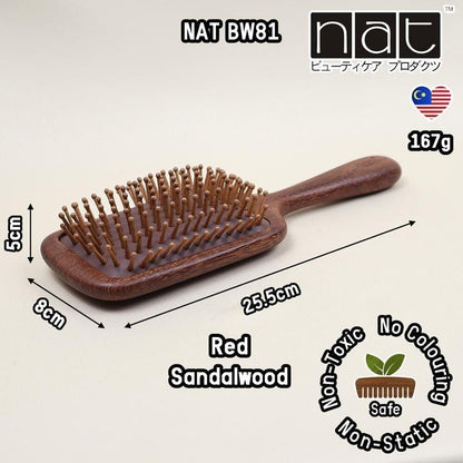 NAT High Quality Red Sandalwood Non-Static Non-Toxic No Coloring Paddle Hair Brush Hair Accessories - BW81