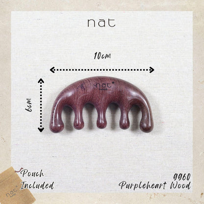 NAT Natural Purpleheart Wood Wooden Massage Anti-Static Gua Sha Detangle Comb - 9960