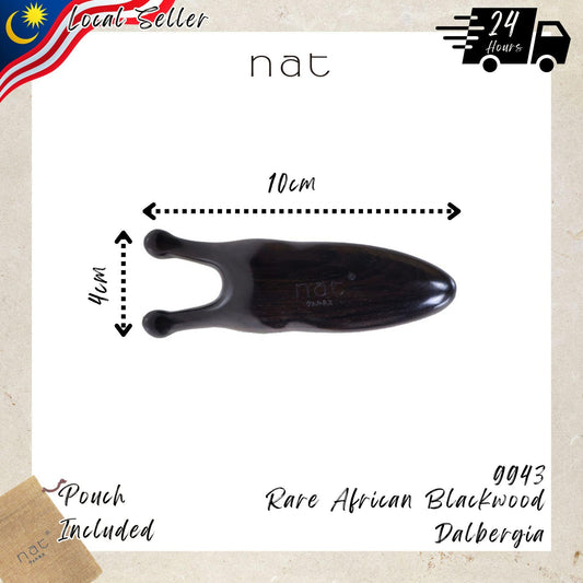 NAT Natural Precious African Blackwood Dalbergia Wood Wooden Relax Scalp Massage Anti-Static Eye & Nose Gua Sha - 9943