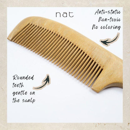 NAT Natural Green Sandalwood Narrow Tooth Anti-Static Comb Hair Accessories - 9857