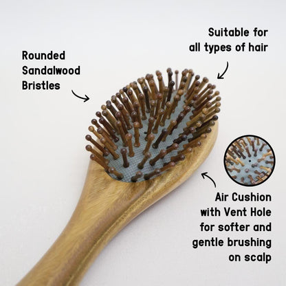 NAT PREMIUM High Quality Green Sandalwood Non-Static Non-Toxic No Coloring Hair Brush Hair Accessories - BW99