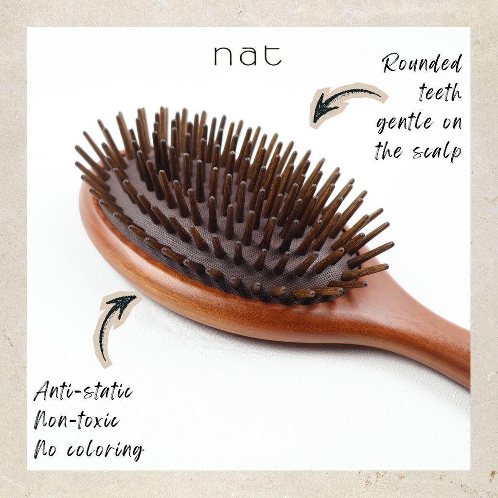 NAT Natural Air Cushion Anti-Static Ebony Wood Paddle Brush Hair Accessories - BW79