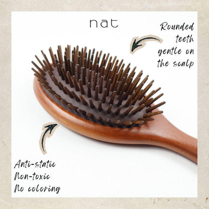 NAT Natural Air Cushion Anti-Static Ebony Wood Paddle Brush Hair Accessories - BW79