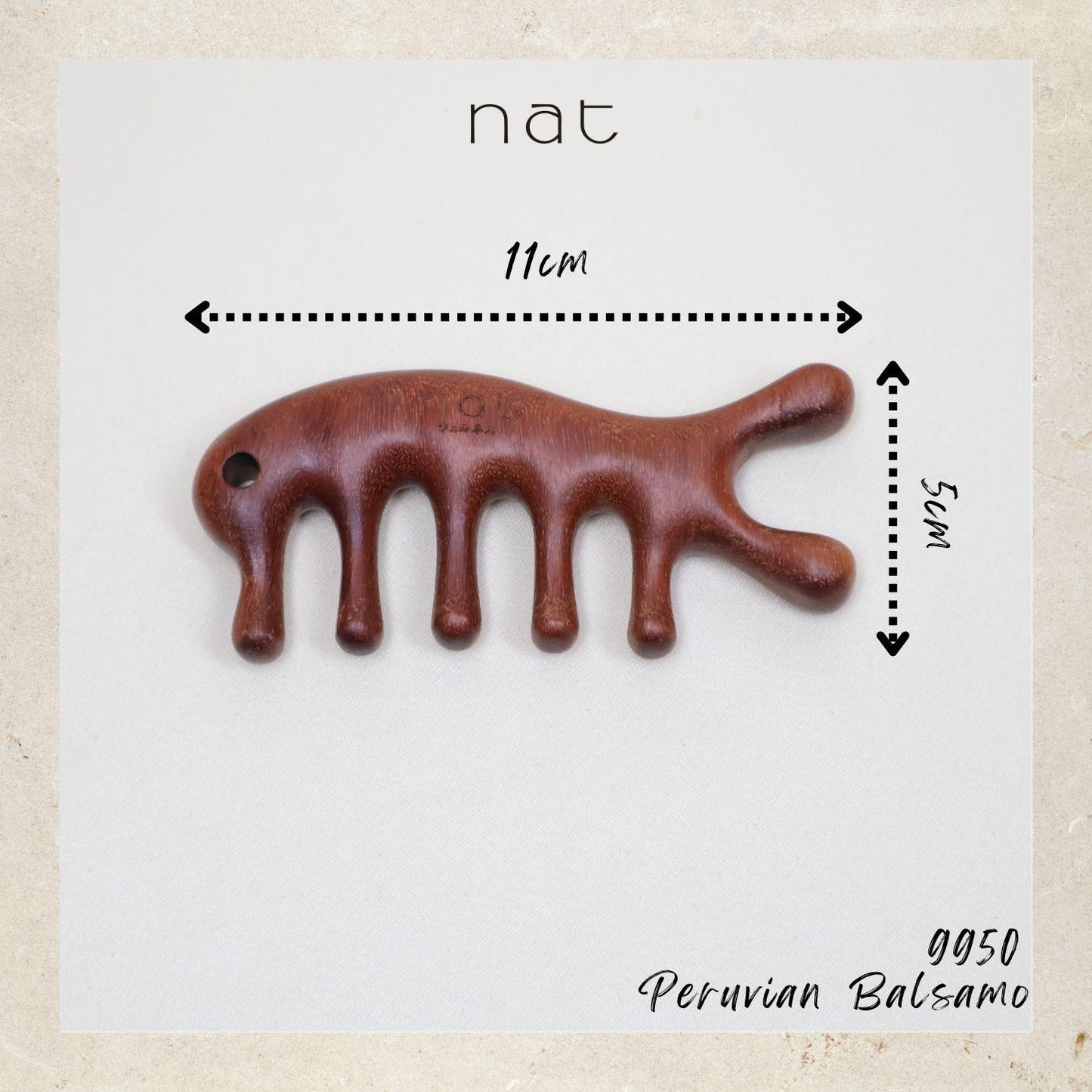 NAT Natural Peruvian Balsamo Wood Wooden Massage Anti-Static Gua Sha Fish Bone Smooth Care Comb - 9950