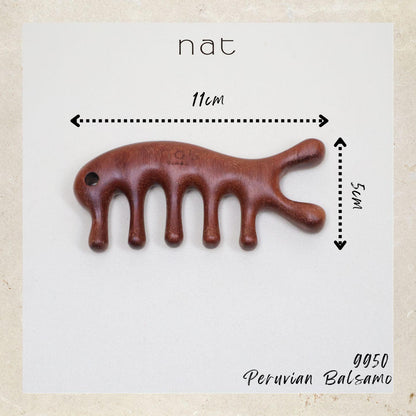 NAT Natural Peruvian Balsamo Wood Wooden Massage Anti-Static Gua Sha Fish Bone Smooth Care Comb - 9950