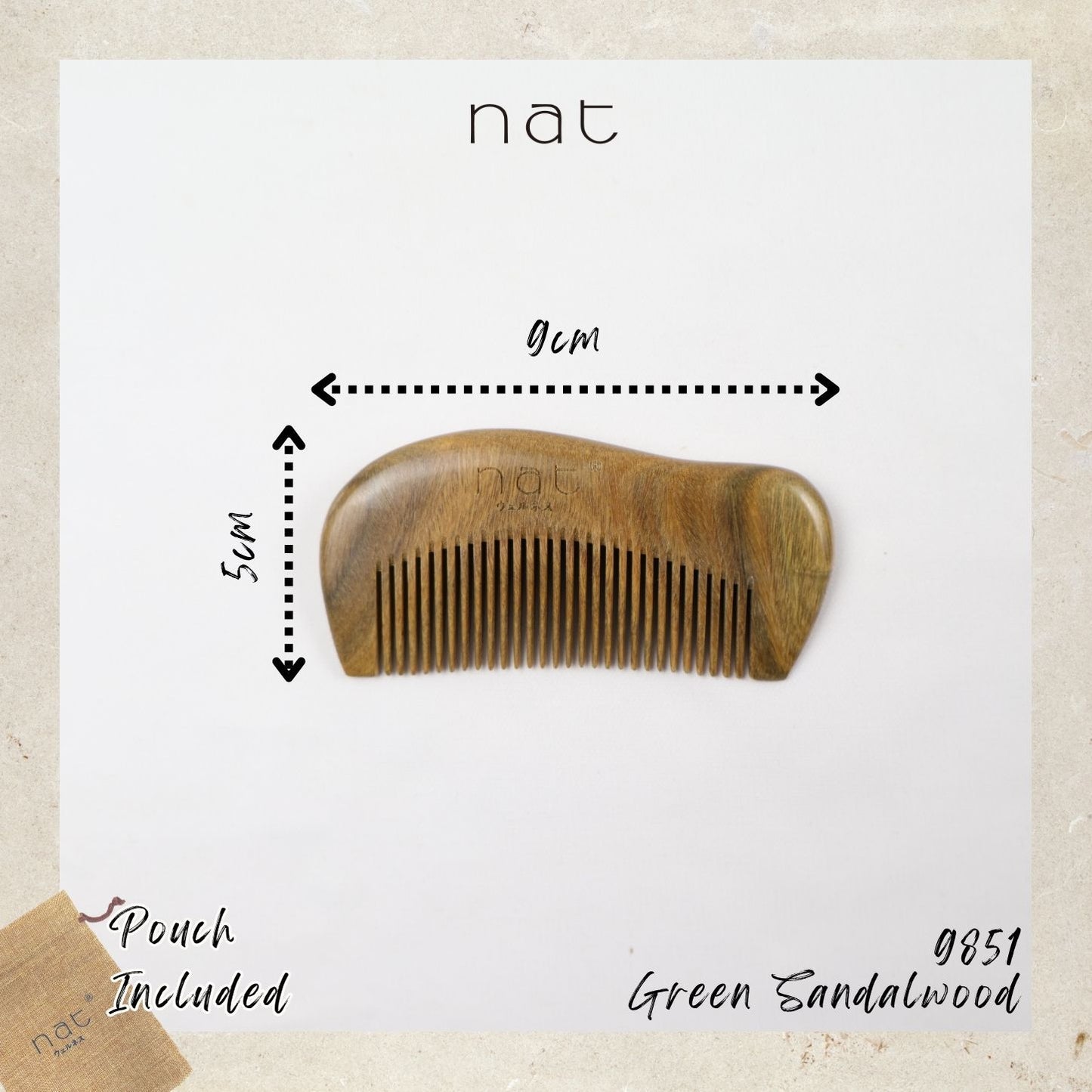 NAT Assorted Natural Green Sandalwood Anti-Static Non-Toxic Non-Coloring Combs