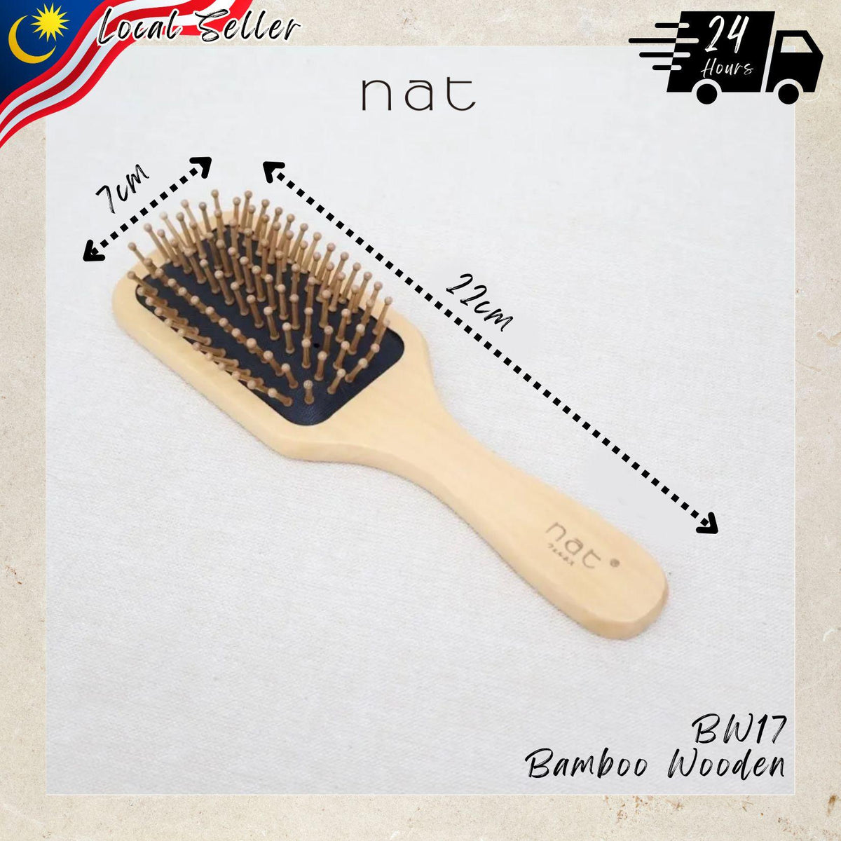 NAT Natural Wood & Bamboo Anti-Static Non-Toxic Hair Scalp Massaging Brushes