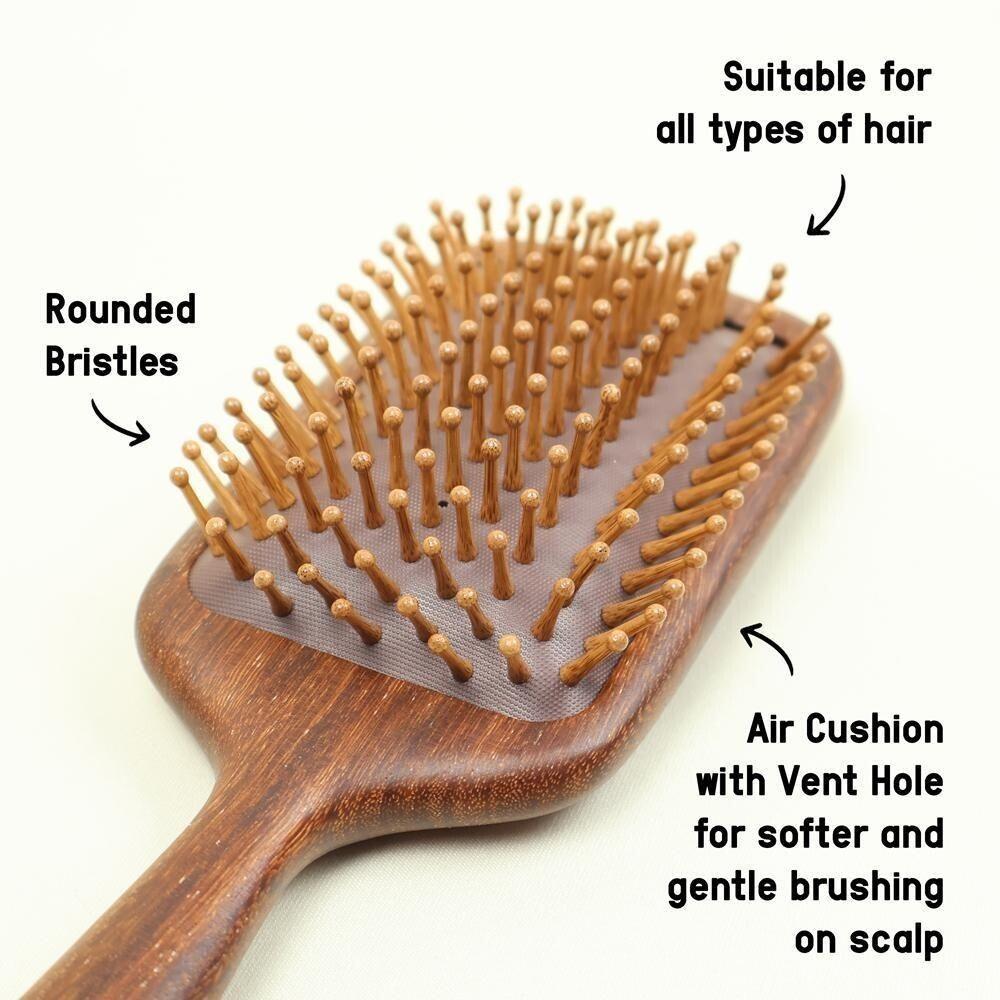 NAT High Quality Red Sandalwood Non-Static Non-Toxic No Coloring Paddle Hair Brush Hair Accessories - BW81