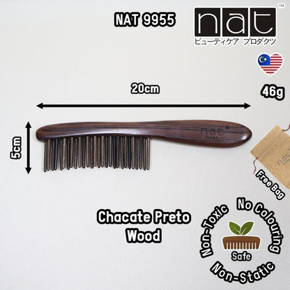NAT PREMIUM Assorted Natural Wood Anti-Static Non-Toxic Non-Coloring Combs