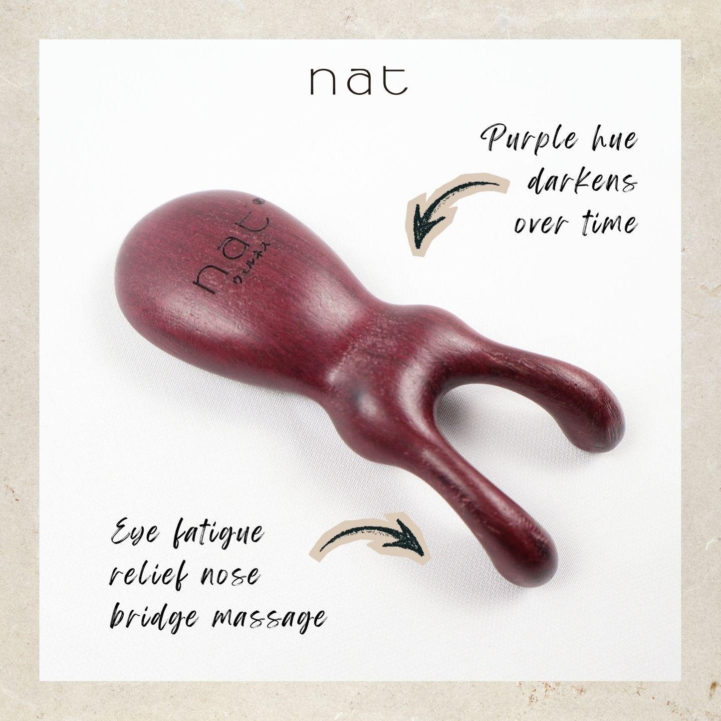 NAT Comfort Natural Purpleheart Wood Wooden Massage Anti-Static Gua Sha Comb - 9982