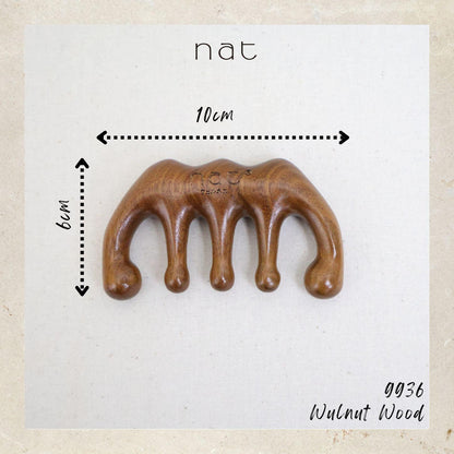 NAT Natural Walnut Wooden Wood Root Care Massage Anti-Static Comb for Gua Sha and Massaging - 9936
