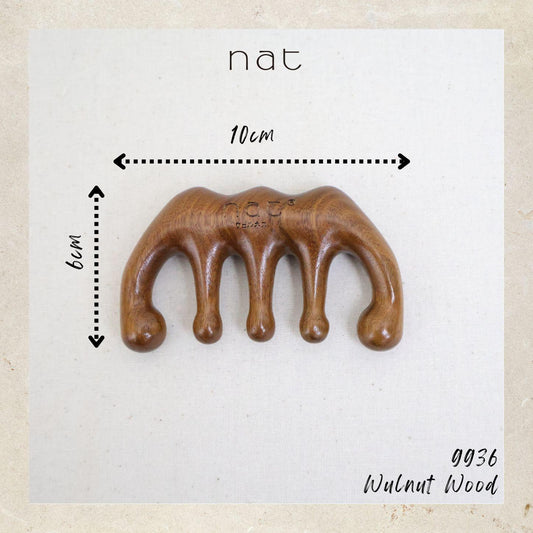 NAT Natural Walnut Wooden Wood Root Care Massage Anti-Static Comb for Gua Sha and Massaging - 9936