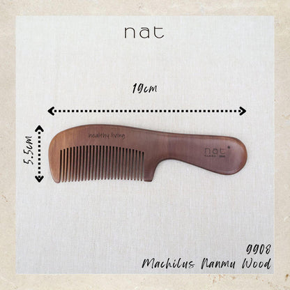 NAT Natural Machilus Nanmu Anti Static Wooden Gentle Relief Comb - 9908