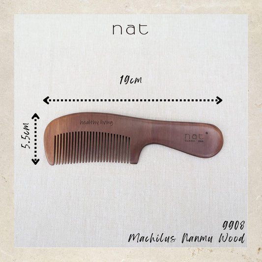 NAT Natural Machilus Nanmu Anti Static Wooden Gentle Relief Comb - 9908