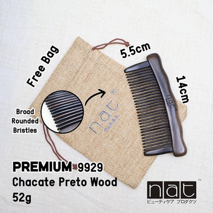 NAT PREMIUM Assorted Natural Wood Anti-Static Non-Toxic Non-Coloring Combs