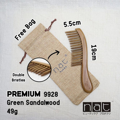 NAT PREMIUM Assorted Natural Wood Anti-Static Non-Toxic Non-Coloring Combs