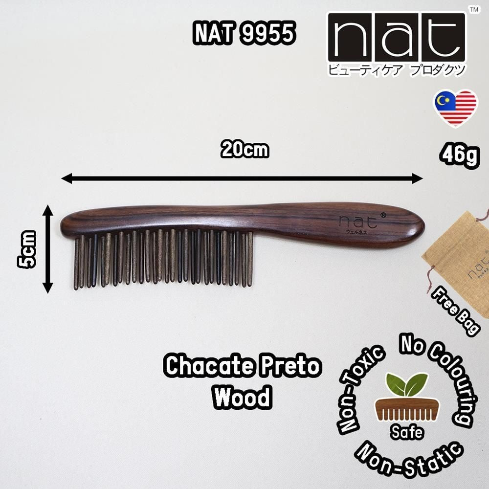 NAT PREMIUM Assorted Natural Wood Anti-Static Non-Toxic Non-Coloring Combs