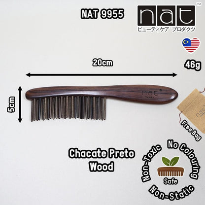 NAT PREMIUM Assorted Natural Wood Anti-Static Non-Toxic Non-Coloring Combs
